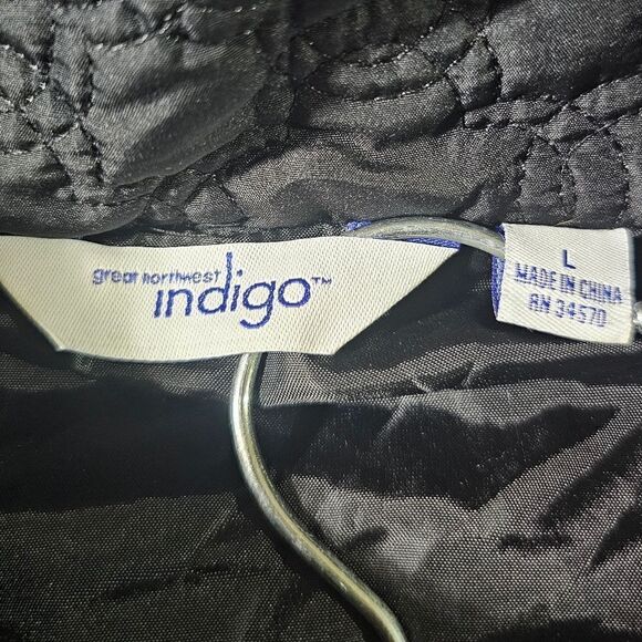 GREAT NORTHWEST INDIGO Black Quilted Vest Jacket - Size Large - Picture 7 of 8